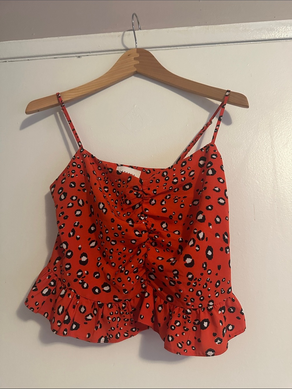 Topshop Red Leopard Print Ruffle Cami